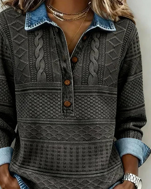 Claire | Stylish Denim Collar Top