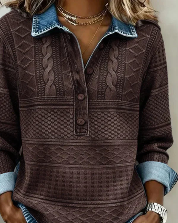 Claire | Stylish Denim Collar Top