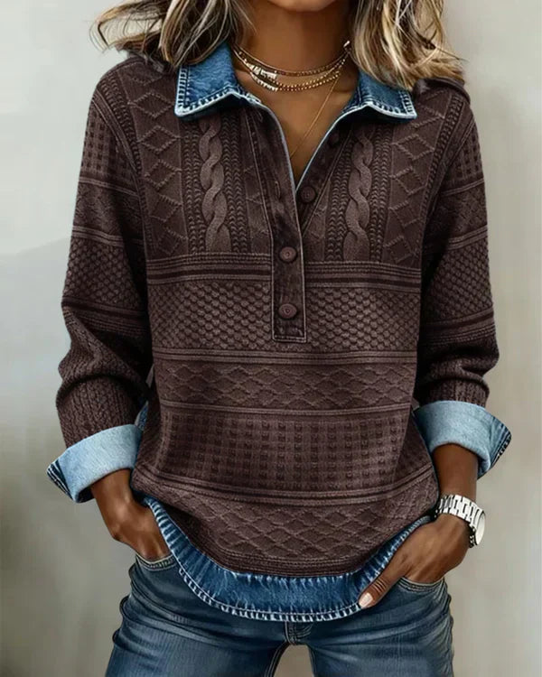 Claire | Stylish Denim Collar Top