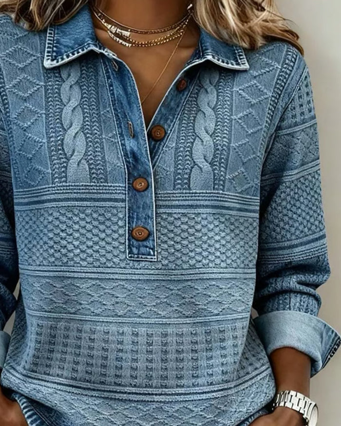 Claire | Stylish Denim Collar Top