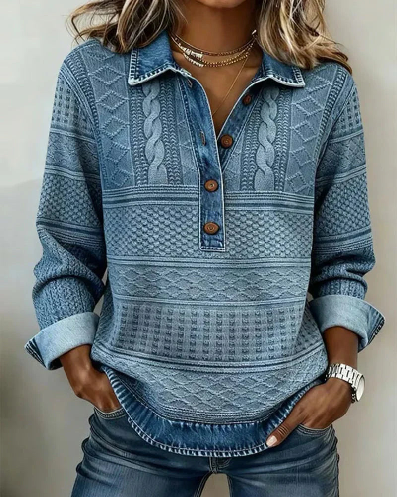 Claire | Stylish Denim Collar Top