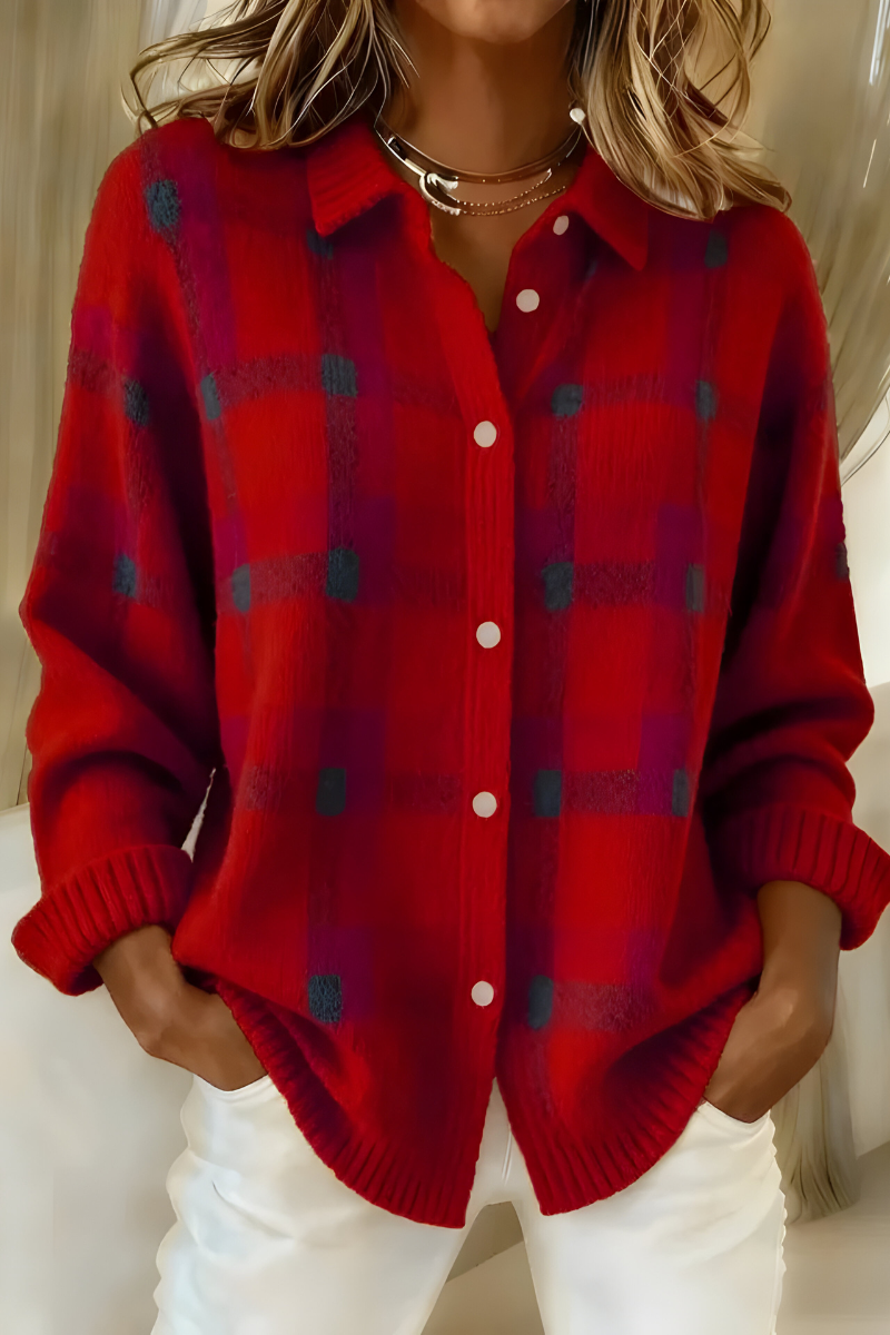 Tessa – Checked Knit Cardigan