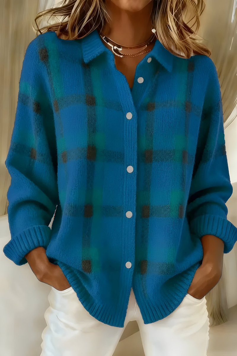 Tessa – Checked Knit Cardigan