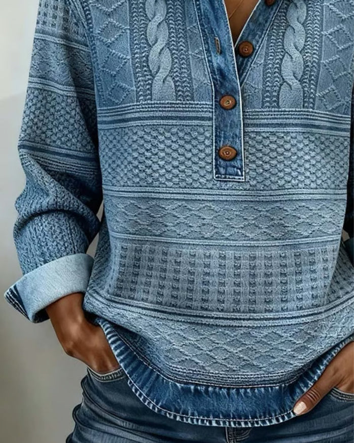 Claire | Stylish Denim Collar Top